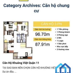 Cho thuê căn hộ khuông việt 3 phòng ngủ, kế bên công viên đầm sen, giá 12tr/tháng