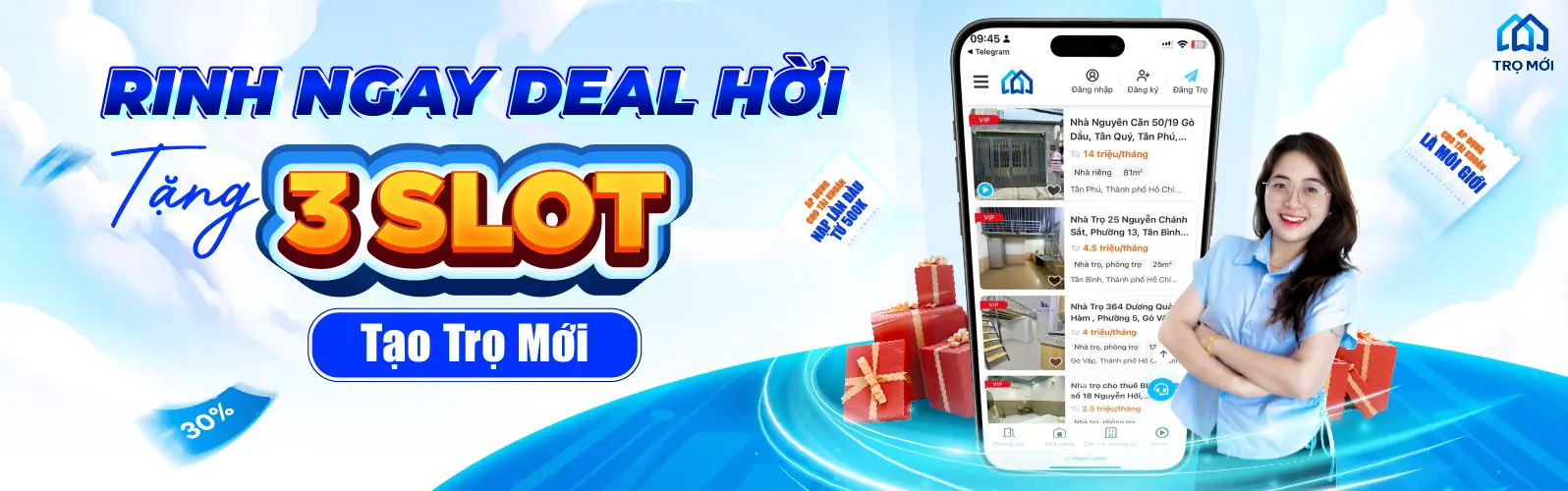 Tặng 3 slot tạo trọ mới