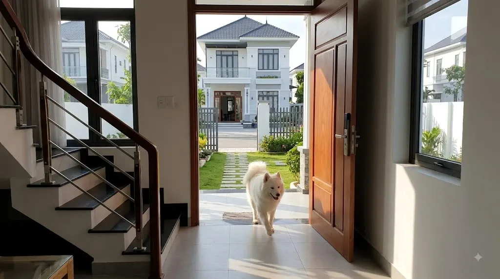Ch&oacute; trắng v&agrave;o nh&agrave;