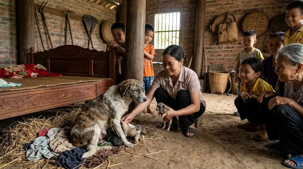 Ch&oacute; v&agrave;o nh&agrave; đẻ