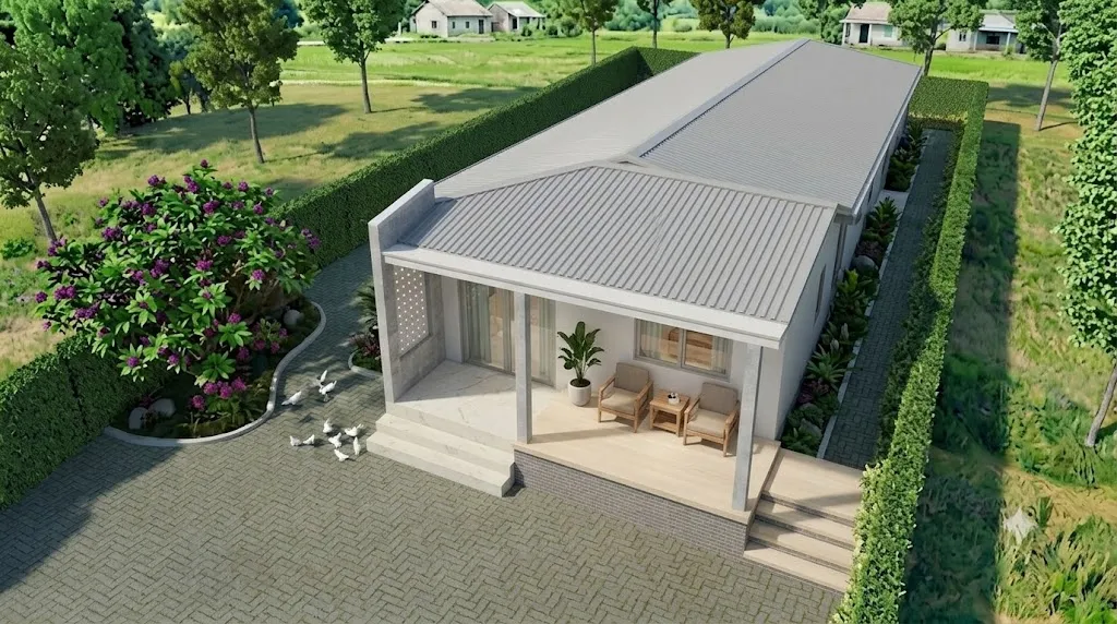 Xây nhà cấp 4 khoảng 150 triệu ở nông thôn có hiên phía trước