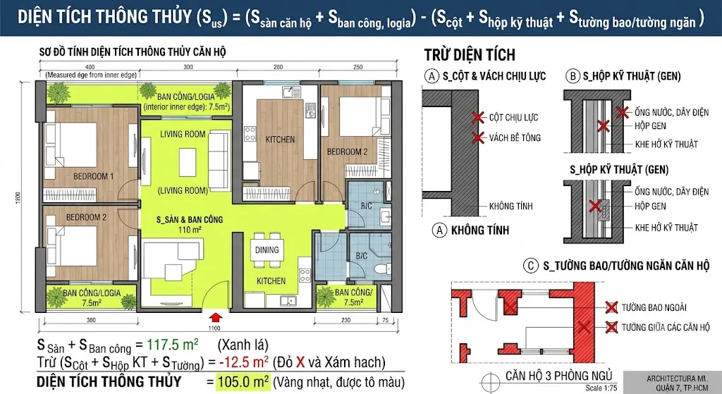 Diện tích thông thủy là gì?