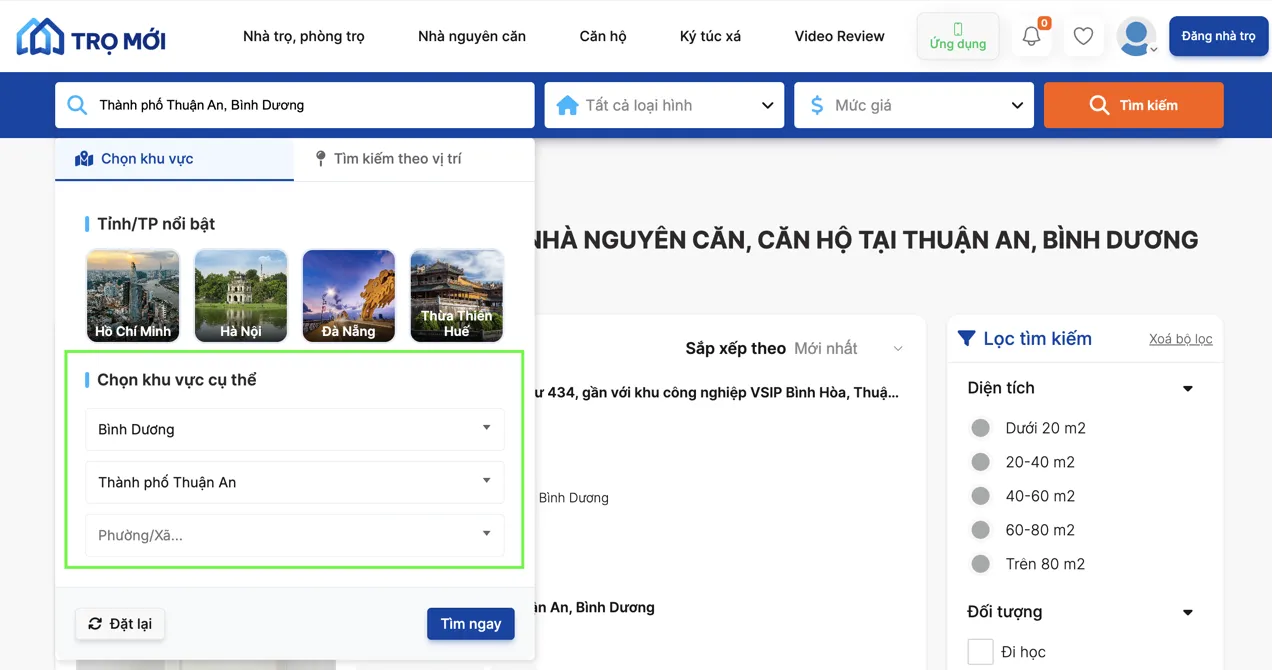 T&igrave;m ph&ograve;ng trọ gần khu c&ocirc;ng nghiệp VSIP 1