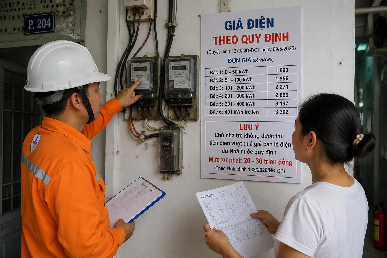 Nh&agrave; trọ &aacute;p dụng gi&aacute; điện n&agrave;o
