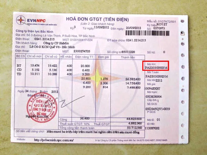 C&aacute;ch đọc h&oacute;a đơn EVN