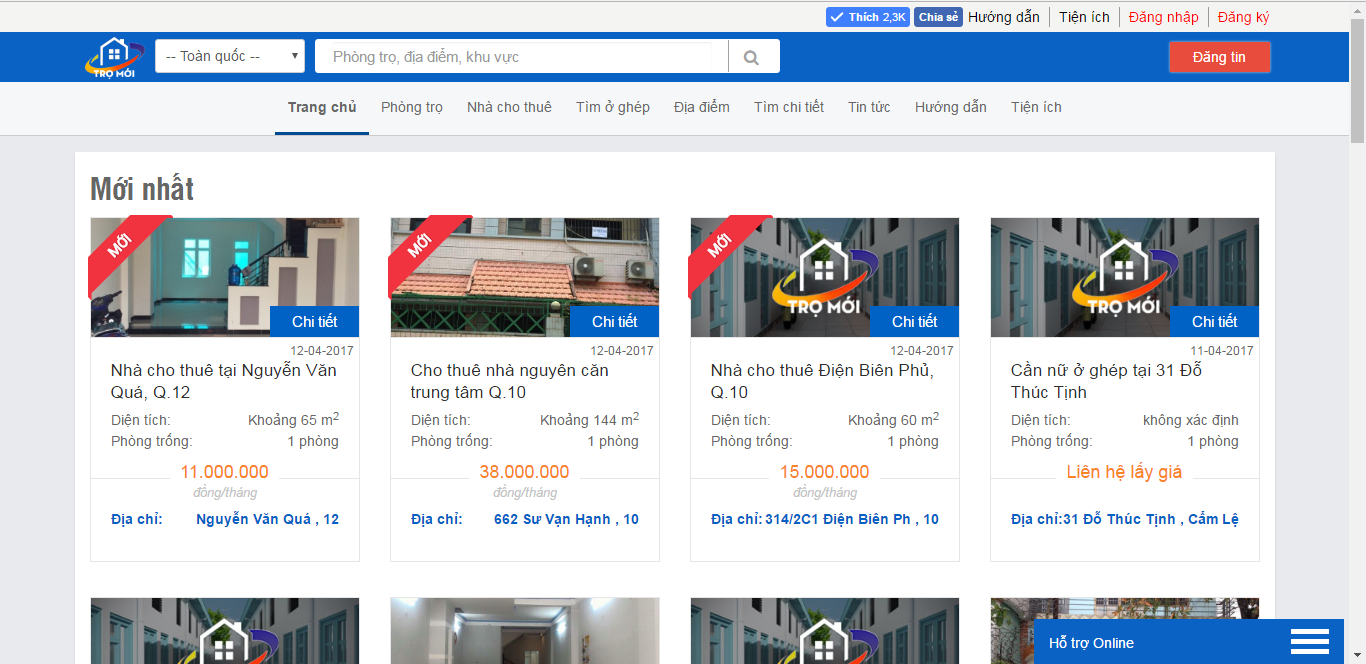 tìm thuê trọ online