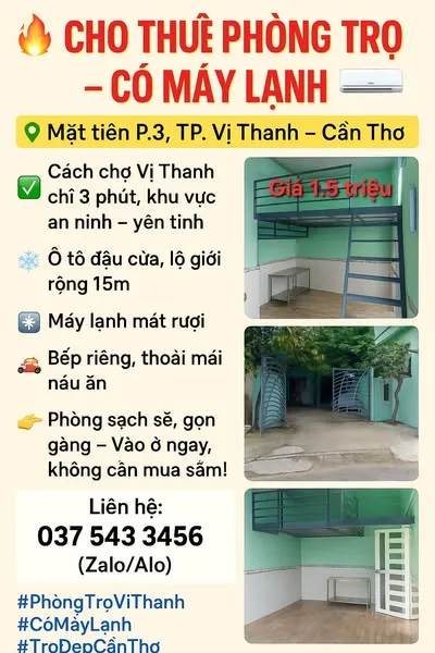 Nhà trọ Mặt tiền Phường 3, Vị Thanh, Hậu Giang