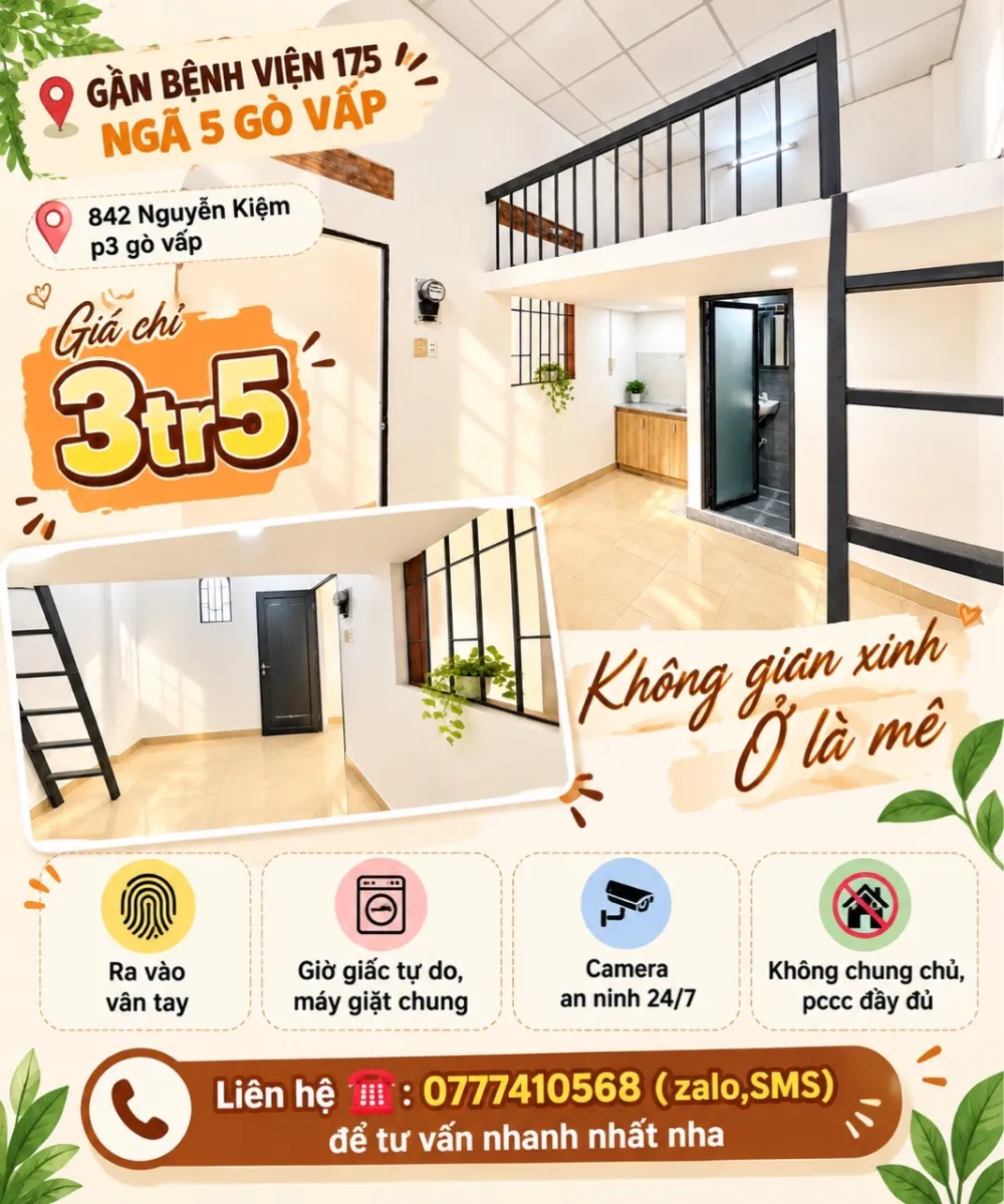 PHÒNG TRỌ GIÁ RẺ NGAY CÔNG VIÊN GIA ĐỊNH BỆNH VIỆN 175