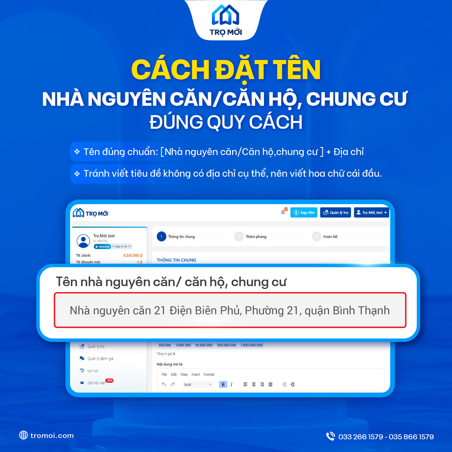 Cách đặt tên nhà nguyên căn, chung cư