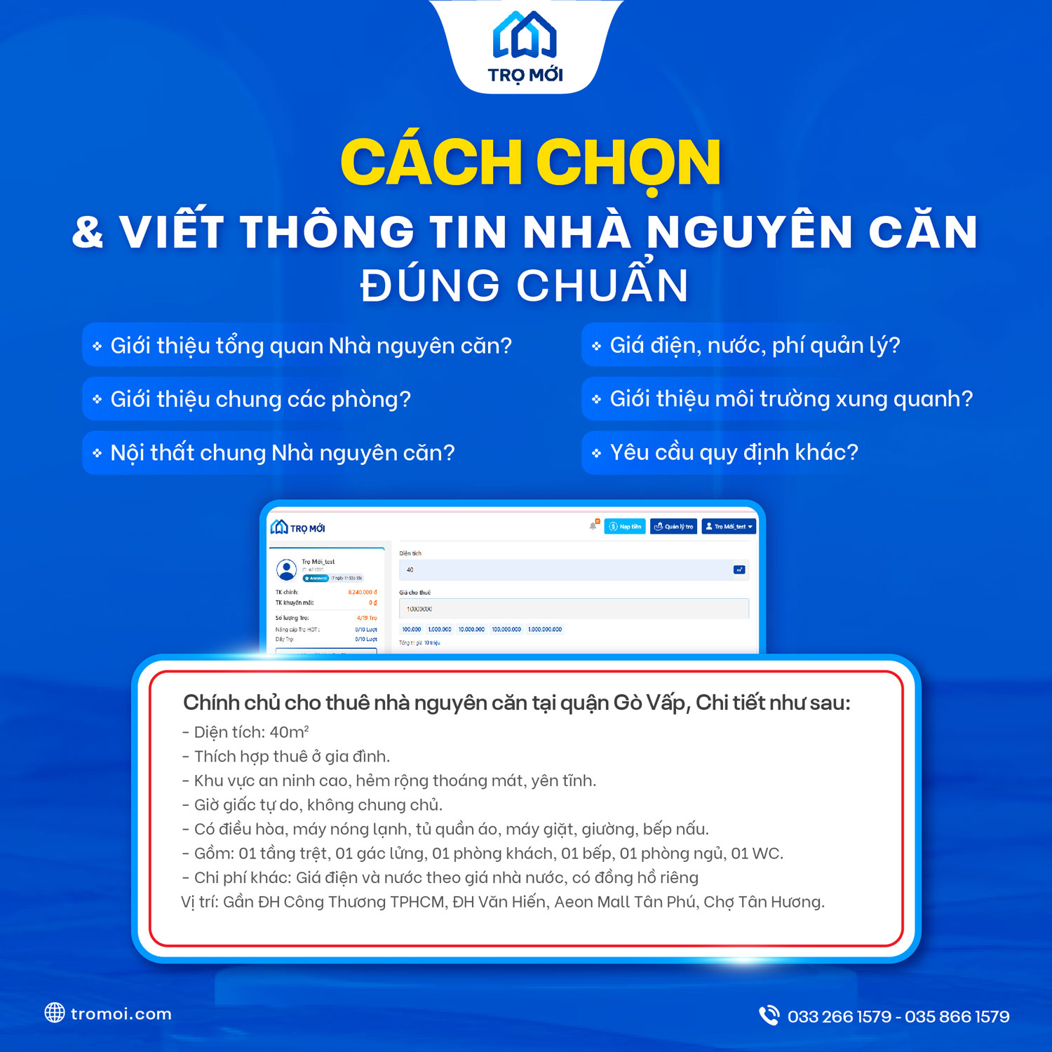 Cách chọn và viết thông tin nhà nguyên căn, chung cư