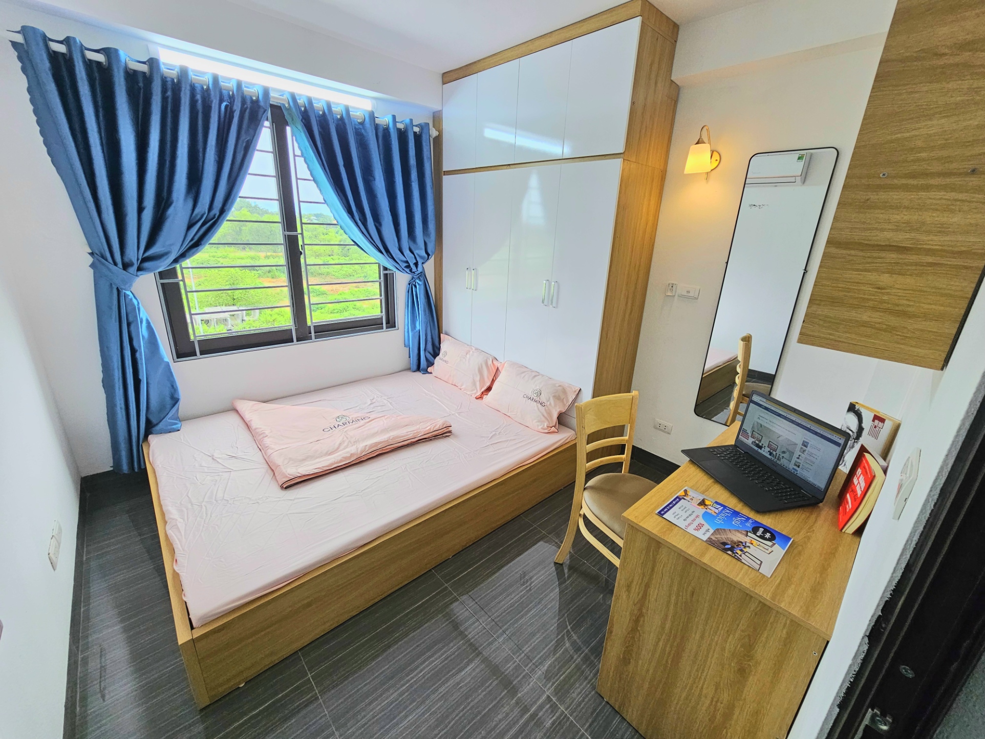 Căn phòng chung cư mini, giá rẻ, thiết kế 1 ngủ 1 khách hiện đại có duy nhất tại Hòa lạc.