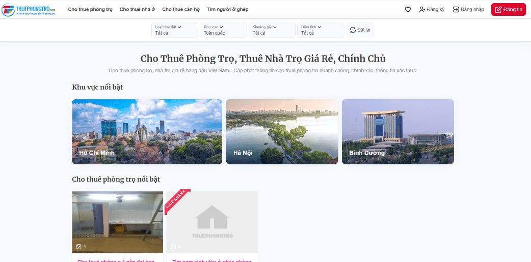 trang web đăng tin thuê trọ