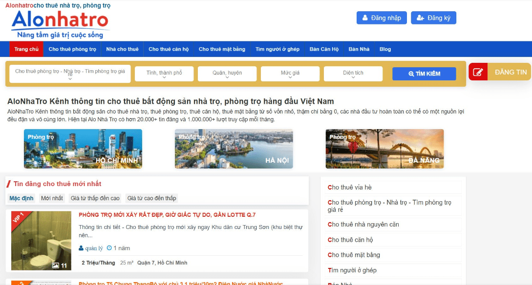 trang web tìm phòng trọ sinh viên